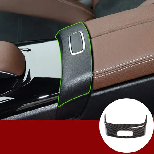 YIWANG ABS cromo coche centro apoyabrazos caja interruptor botón marco adhesivo cubierta lentejuelas para Mercedes Benz Clase A W177 2019 2020 Fibra