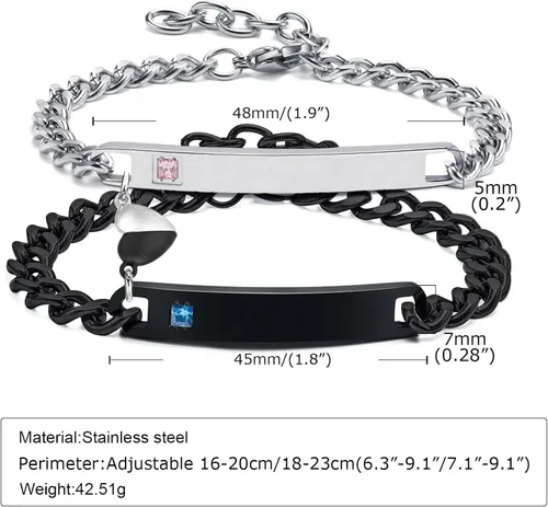 Miniatura 6 de MEALGUET - Pulseras magnéticas personalizadas para parejas de atracción mutua, pulseras de identificación trenzadas con nombre, conjunto de pulseras