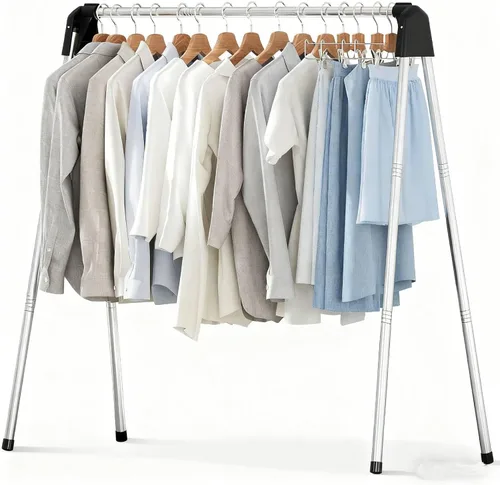 Miniatura 3 de APEXCHASER Tendedero plegable para ropa, estante de secado de ropa de acero inoxidable plegable, colgador de ropa para suéter, ropa de bebé, toalla