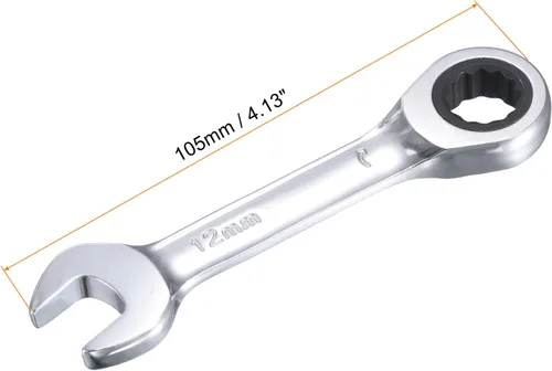 Miniatura 2 de uxcell Llave combinada de trinquete rechoncha de 0.472 in métrica 72 dientes 12 herramientas terminadas en caja de puntos, CR-V