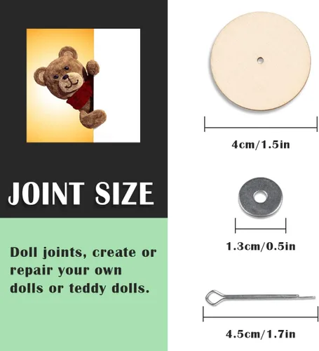 Miniatura 2 de Juego de 10 conectores de articulación de muñeca de 0.787 in, 1.181 in, 1.575 in, 1.969 in, juntas de pasador de chaveta y discos de tablero