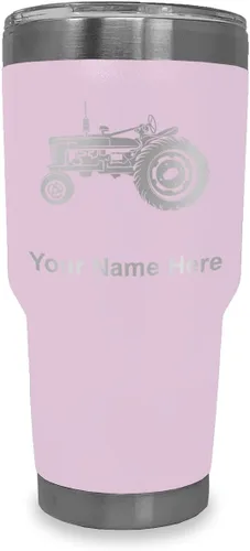 Miniatura 16 de LaserGram Vaso aislado al vacío de 20 onzas, Old Farm Tractor, grabado personalizado incluido (negro)