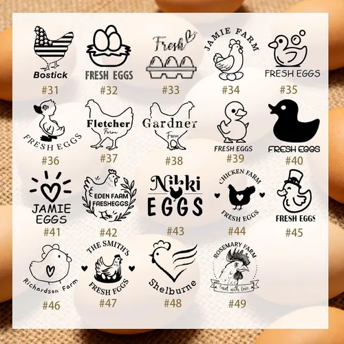 Miniatura 3 de Sello de huevo personalizado para huevos frescos, sellos de huevos personalizados con nombre de texto, logotipo, sello personalizado de pollo