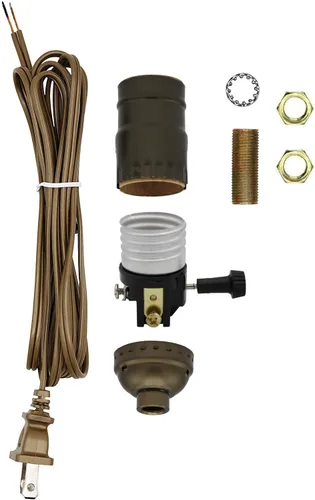 Creative Hobbies Kit para hacer una lámpara o reparar - Todo el hardware esencial, socket de 3 vías y cable eléctrico a juego (Antiguo)