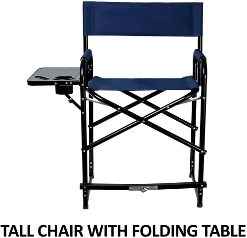 Miniatura 3 de Dura-Tech Silla alta plegable con mesa Comodidad estable elevada Duradera y resistente Comodidad acolchada Mesa plegable adjunta Capacidad