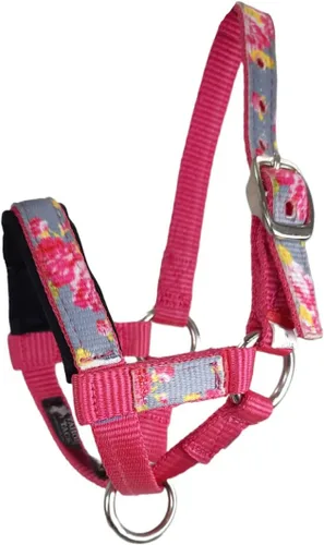 Miniatura 2 de Tahoe Tack Halter de alpaca superpuesto de nailon con banda nasal acolchada - 6 meses de garantía Gris Floral
