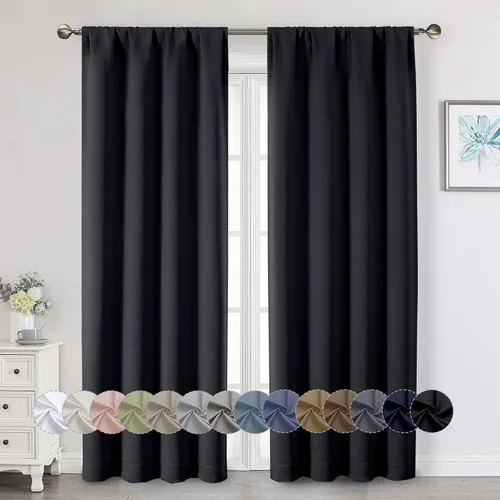 Miniatura 148 de Cortinas opacas para dormitorio, sala de estar, juego de 2 paneles de 54 pulgadas de largo, cortinas de oscurecimiento de habitación con aislamiento
