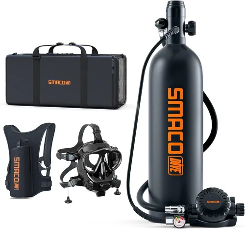Miniatura 8 de SMACO Mini tanque de buceo 1.9L Capacidad de buceo Tanque de oxígeno hasta 30 minutos Respiración subacuática Pequeño Tanque de Buceo Kit con Caja