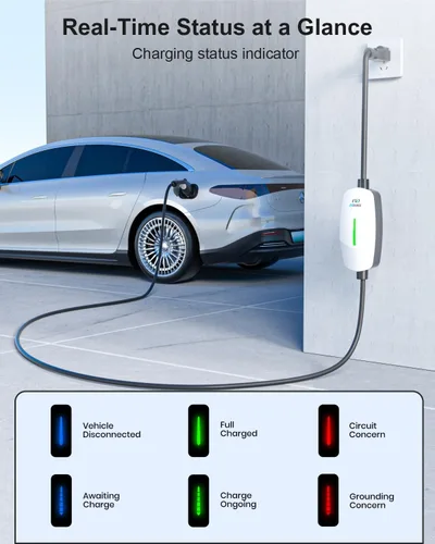 Miniatura 9 de EVDANCE Cargador EV Nivel 1 y 2, Cargador Portátil para Vehículo Eléctrico con Cable de 25 Pies, Estación de Carga EV para el Hogar para Autos Blanco
