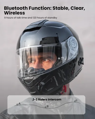 Miniatura 2 de ILM 159BT - Casco modular de motocicleta Bluetooth para 2-3 conductores, intercomunicador, cara completa, casco abatible DOT con máscara facial
