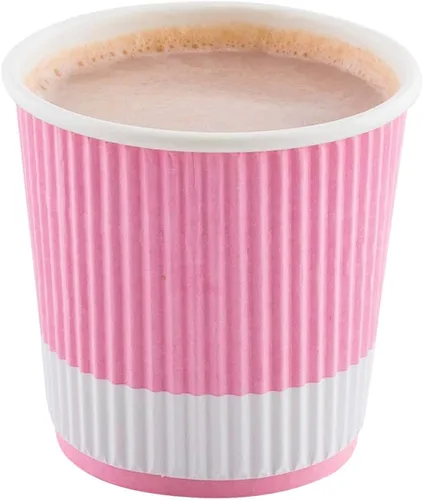 Miniatura 6 de Taza de café de papel rosa claro de 4 onzas con pared ondulada - Restaurantware