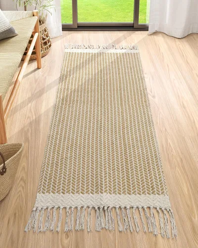 Miniatura 26 de Lahome Alfombras de baño bohemias, alfombra pequeña de 2 x 3 pies, alfombra ligera para entrada, alfombra de algodón tejida con borlas, alfombra