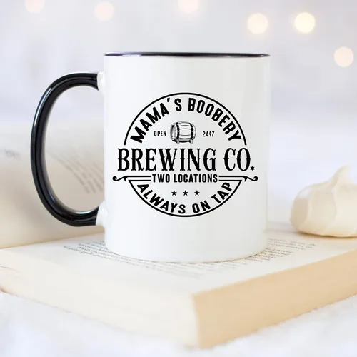 Miniatura 4 de YouNique Designs Taza de café con texto en inglés "Mamas Boobery Always on Tap", 11 onzas, regalos para nuevas madres después del nacimiento