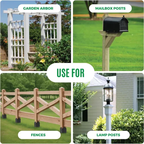 Miniatura 6 de Anclaje de poste de valla de 4"x4", anclaje de poste de valla de metal resistente con punta de 24"x4"x4" para buzón, comedero de pájaros, Paquete