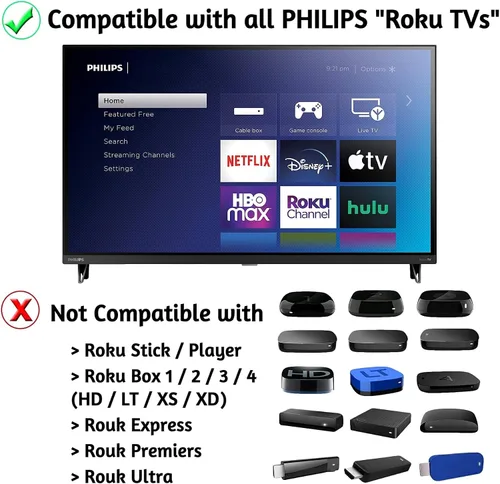 Miniatura 3 de Control remoto de repuesto compatible con todos los televisores inteligentes Philips Roku TV【Solo funciona con Philips Roku TV, no para Roku Stick