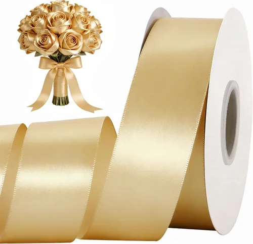 Miniatura 36 de TONIFUL 1-1/2 Pulgadas (40mm) x 100 Yardas de Cinta de Satén Verde Oscuro Ancha de Tela Sólida para Envolver Regalos, Cinta para Silla, Cinta