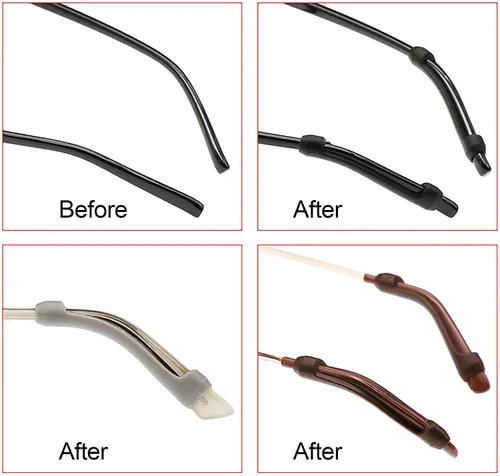 Miniatura 4 de lvvfit Retenedor de silicona suave para lentes de patillas para niños y adultos, retenedores elásticos antideslizantes, Negro