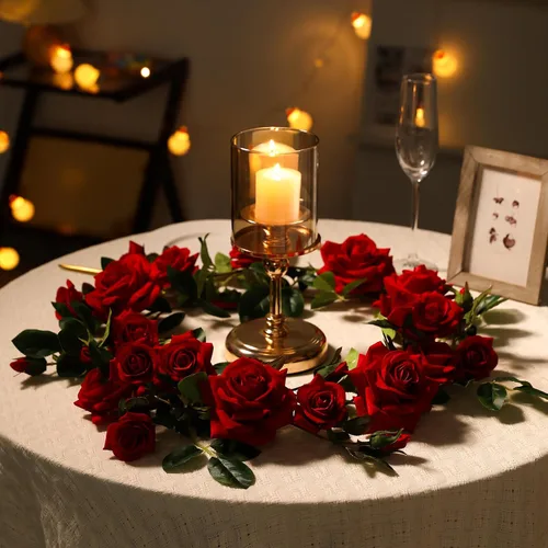 Miniatura 6 de Veryhome - Guirnalda de rosas artificiales estilo enredadera, falsas, para colgar, plantas de hiedra y rosas, 1.83 m para decoración de boda, fiesta