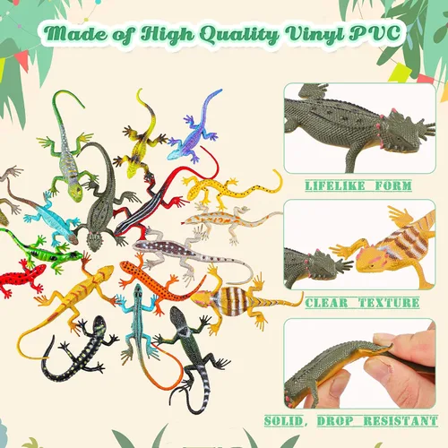 Miniatura 3 de Sumind 18 piezas de juguetes de lagarto de plástico colorido modelo falso lagarto artificial de reptil para adolescentes y adultos, figura