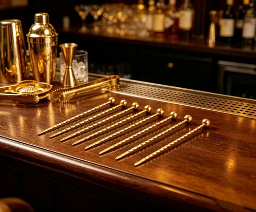 Miniatura 6 de Homestia Púas de cóctel doradas, 16 púas de Martini torcidas de acero inoxidable de 4.3 pulgadas, brochetas de metal reutilizables para cócteles