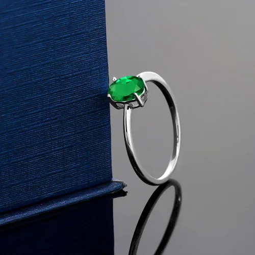 Miniatura 91 de Gem Stone King Anillo de compromiso solitario con piedra preciosa de oro blanco de 10 quilates, ovalado, 0.27 x 0.19 pulgadas, anillo de promesa