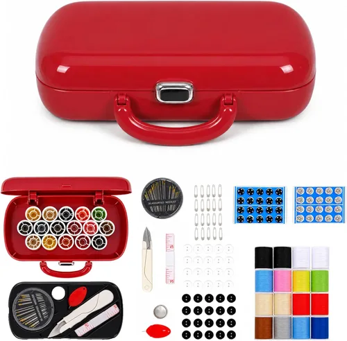 Miniatura 12 de FKOG Kit de proyecto de costura, 135 piezas de suministros de costura familiares de primera calidad, kit de reparación de hilo de coser, accesorios