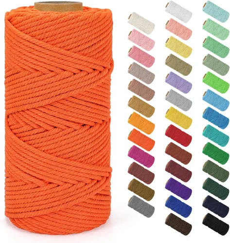Miniatura 26 de Cordón de macramé de 0.079 in x 380 yardas (1140 pies), cuerda de algodón natural para colgar en la pared, ganchos de plantas, manualidades, Beige