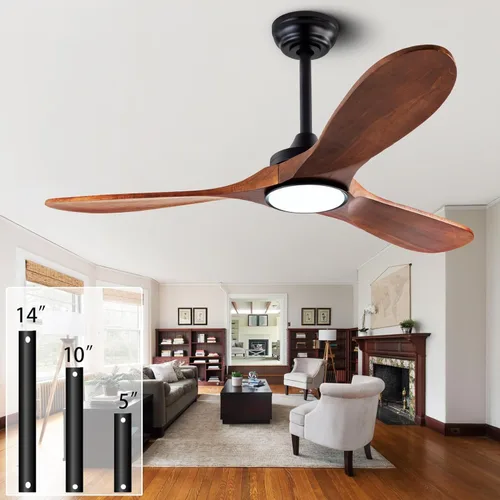 Miniatura 9 de QUTWOB Ventilador de techo de madera de 42 pulgadas con control remoto de luces, motor CC silencioso de 3 aspas para patio, sala de estar, Cuerpo