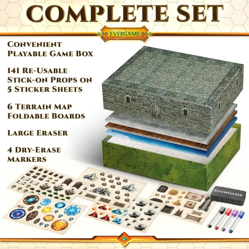 Miniatura 6 de 10 Alfombrillas de Juego DND y Mucho Más - Incluye 6 Mapas de Batalla de Juegos de Mesa de Dungeons & Dragons (Cuadrícula Hexagonal de 1")