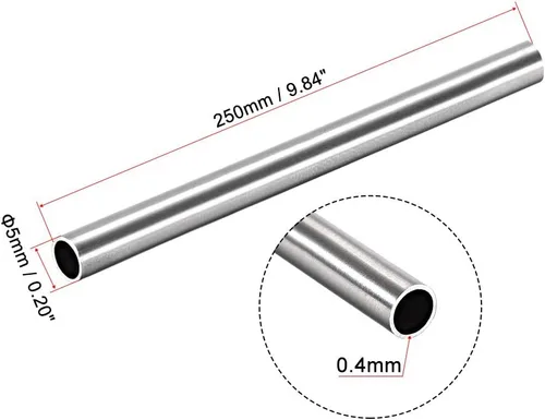 Miniatura 2 de uxcell Tubo redondo de acero inoxidable 304 0.197 in OD 0.016 in espesor de pared 9.843 in longitud tubo recto sin costura 2 piezas