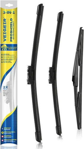 Miniatura 18 de Paquete de 3 plumas limpiaparabrisas delanteros y traseros para automóviles, calidad original de fábrica, 15 pulgadas, 15 pulgadas, 13 pulgadas