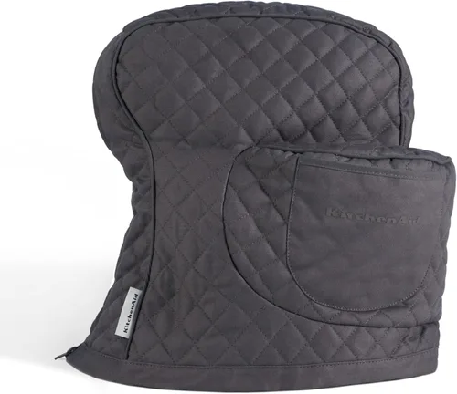 KITCHENAID Funda ajustable para batidora de pie inclinable con bolsillo de almacenamiento, acolchada 100% algodón, 14.4 x 18 x 10 pulgadas, gris