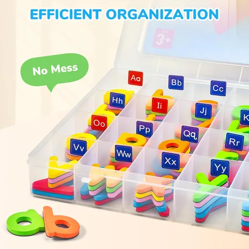 Miniatura 4 de JoyCat Kit de letras magnéticas coloridas para el aula, 238 piezas con tablero magnético de doble cara, letras del alfabeto de espuma para niños