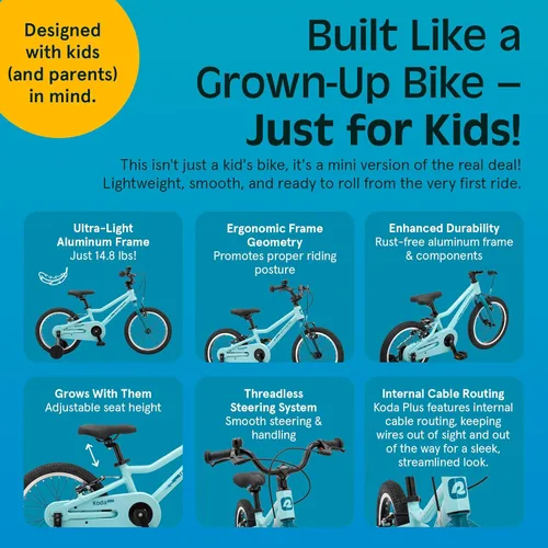 Miniatura 3 de Retrospec Koda Plus Kids Bike for Boys & Girls Ages 4-6 Years - Children's Bicycle, Adjustable Seat & Handlebars Robins Egg