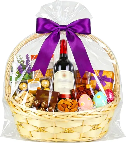 Morepack Bolsas de celofán extra grandes, 35 x 47 pulgadas, bolsas grandes transparentes para cestas de regalo 10pcs