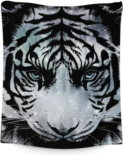 Miniatura 11 de Manta de tigre para regalar – Manta divertida de 30 x 40 pulgadas para niños y niñas – Manta negra suave y mullida para sofá, sofá y cama