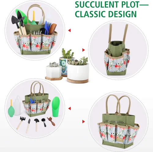 Miniatura 4 de G GOOD GAIN Kit de suculentas de jardín con bolsa organizadora, 15 herramientas para suculentas, juego de mini herramientas de jardinería de mano