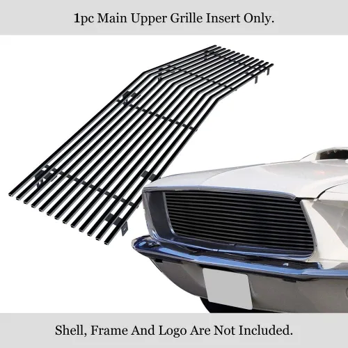 Miniatura 3 de APS Compatible con Ford Mustang 1967-1968 Parte superior principal de acero inoxidable negro 8 x 6 horizontal Billet parrilla frontal inserto F85248J