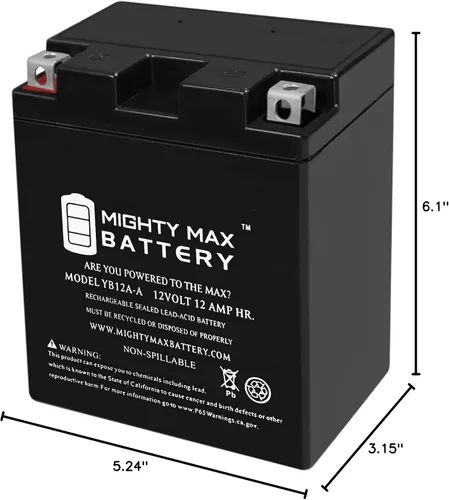 Miniatura 9 de Mighty Max Battery YB12A-A - Batería de repuesto de 12V 12AH compatible con Yamaha YFM 125 Timber Wolf 250