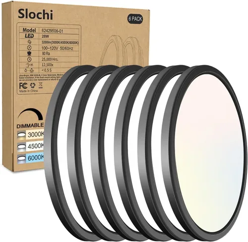 Miniatura 20 de Paquete de 2 lámparas LED de techo empotradas, 3000K-4000K-6500K y equivalente a 100W, lámpara de techo empotrada moderna para cocina de 15W