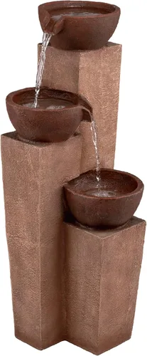 Alpine Corporation ZEN398 - Fuente de agua moderna de 3 niveles para exteriores de 35 pulgadas, elegante fuente de suelo rústica para jardín, patio,