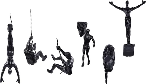 Miniatura 13 de Gran conjunto de 3 esculturas de pared de hombres escalando Arte decorativo de pared nórdica de simplicidad moderna, esculturas de hombre escalador