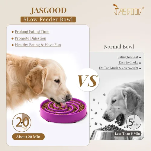 Miniatura 2 de JASGOOD Cuenco de Alimentación Lenta para Perros Grandes y Medianos, Cuencos de Alimentación Lenta Anti-Engullimiento para Mascotas que Previenen