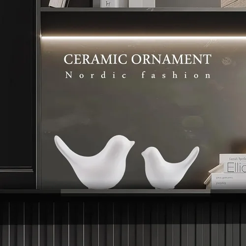 Miniatura 9 de Notakia Estatuas de pájaros blancos pequeños, decoración del hogar, adornos decorativos de estilo moderno para decoración de sala de estar, 2