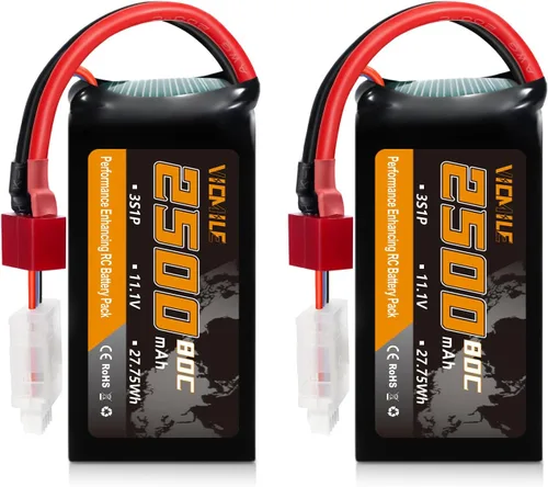 Miniatura 8 de 3S Lipo Batería 2500mAh 11.1V 80C Alta tasa de descarga Shorty Pack Baterías RC con XT60 Plug Fit para RC Avión FPV Quadcopter Helicóptero Drone