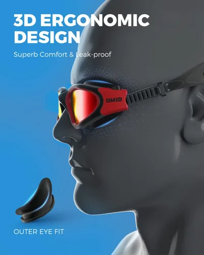 Miniatura 5 de OMID - Gafas de natación polarizadas P2, gafas antivaho para natación para hombres y mujeres adultas A3-Negro Marco Rojo Lente Roja