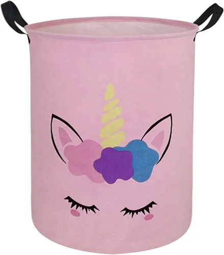 Cesta de almacenamiento para ropa sucia para niños, cesta organizadora de lavandería, caja de ropa, cesta de regalo con asas (unicornio)
