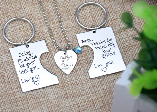 Miniatura 4 de O.RIYA Daddy's Girl Mommy's World - Juego de collar con dije de llavero de 3 piezas, regalo para hija, regalos para niñas pequeñas