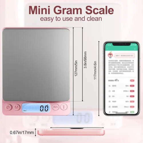 Miniatura 2 de Báscula digital de alimentos para gramos y onzas, YONCON 3000g/0.1gramo de precisión báscula de cocina multifuncional para cocinar, hornear