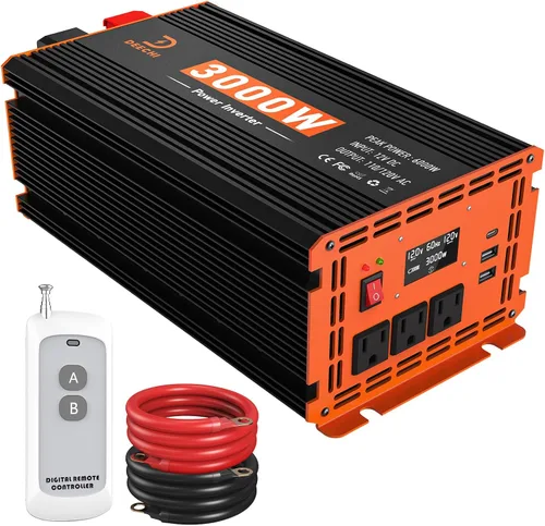 Inversor de corriente de 3000 W de 12 V CC a 110 V/120 V CA convertidor para RV/camión/barco/campamento/inversor de energía solar fuera de la red